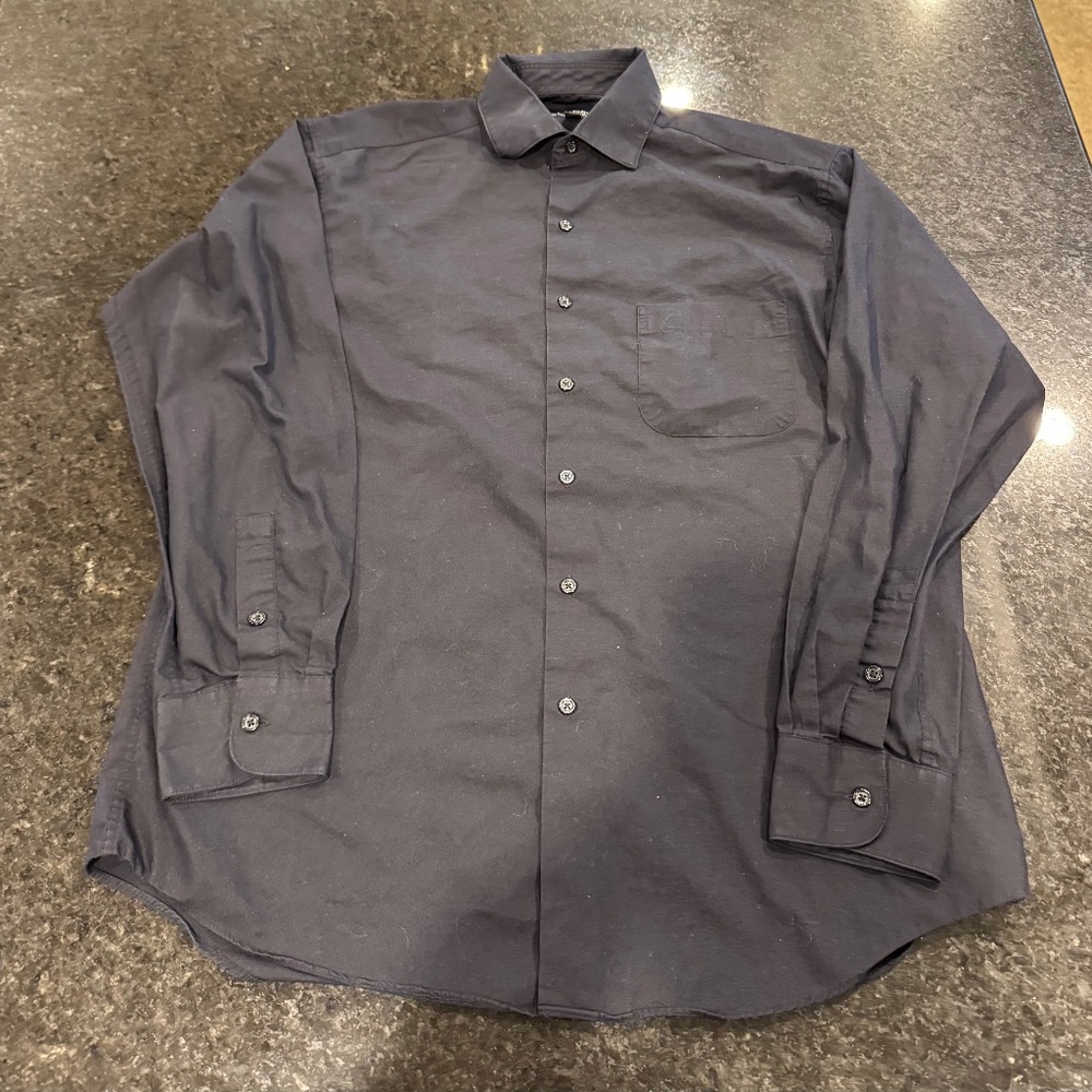 Alfani men’s medium black  button up longsleeve performance regular fit 15-151/2